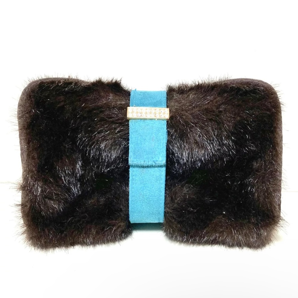 STEPHANIE JOHNSON FAUX FUR COSMETIC / JEWELRY ROLL TRAVEL BAG